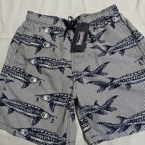 Vilebrequin Kids Swim Trunks - Navy and White Fish Print
